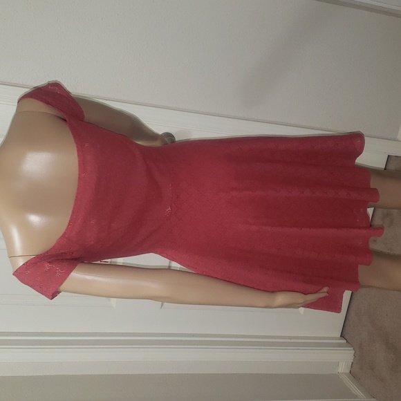 Free People 0 sweet yet sexy dark pale pink lace off shoulder cap sleeves mini - Picture 5 of 10